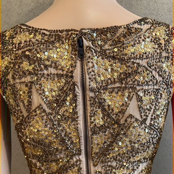 ALICE + OLIVIA Gold tone sequined pattern dress - Picture 3 of 4